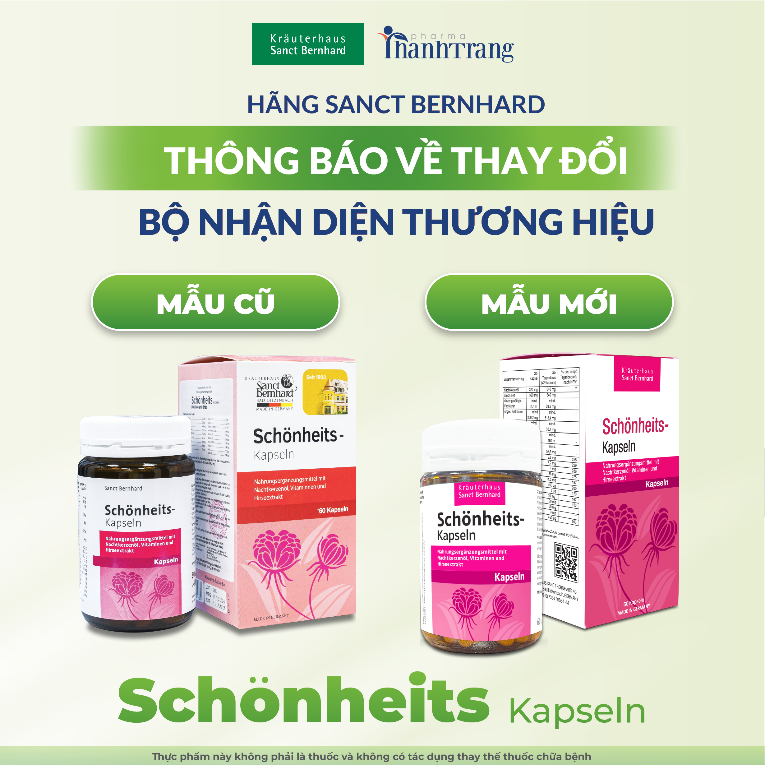 THÔNG BÁO THAY ĐỔI BỘ NHẬN DIỆN THƯƠNG HIỆU SCHÖNHEITS-KAPSELN